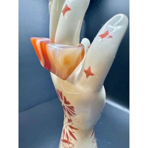 Handcarved Lace Agate Slab Chunky Ring - Picture 2 of 9